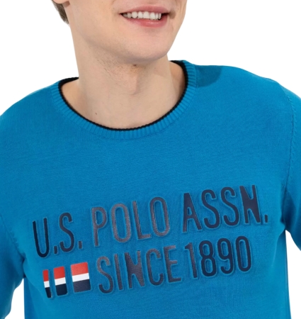 Пуловер с принтом мужской / Голубой / 54