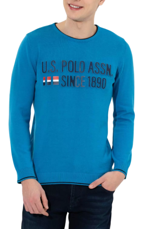 Пуловер с принтом мужской / Голубой / 56