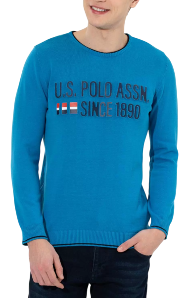 Пуловер с принтом мужской / Голубой / 52 Пуловер с принтом мужской / Голубой / 52