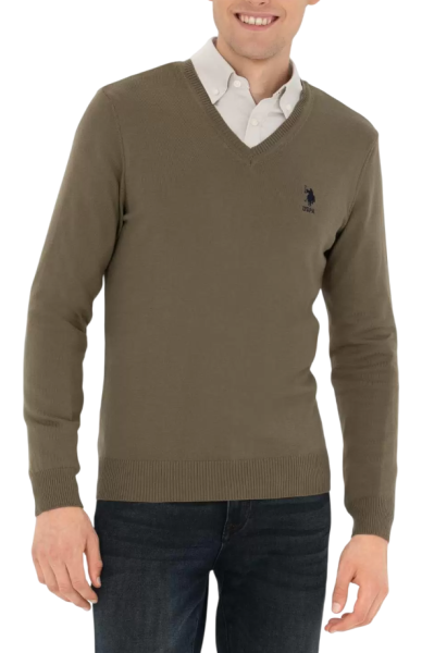 Пуловер однотонный мужской / Хаки / 46 Пуловер однотонный мужской / Хаки / 46