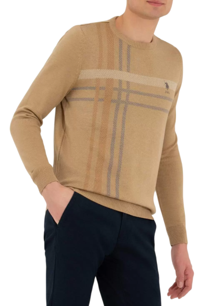 Пуловер с логотипом мужской / Бежевый / 44 Пуловер с логотипом мужской / Бежевый / 44