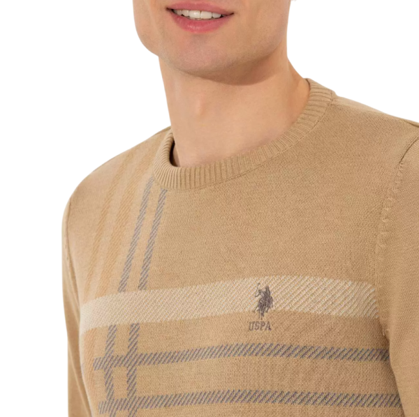 Пуловер с логотипом мужской / Бежевый / 44 Пуловер с логотипом мужской / Бежевый / 44