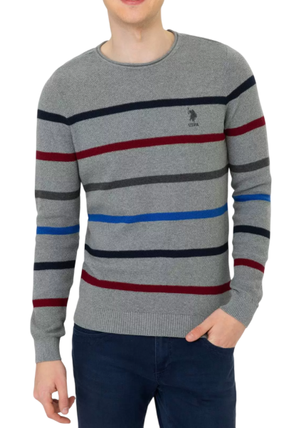 Джемпер в полоску мужской / Серый / 44 Джемпер в полоску мужской / Серый / 44