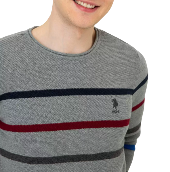 Джемпер в полоску мужской / Серый / 44 Джемпер в полоску мужской / Серый / 44