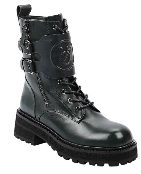 Ботинки кожаные женские / Зеленый / 37