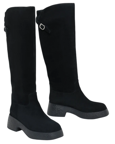 Сапоги велюровые женские / Черный / 37