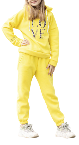 Комплект для девочки: худи и брюки / Желтый / 122