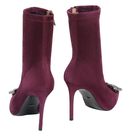 Полусапоги велюровые женские / Бордовый / 35