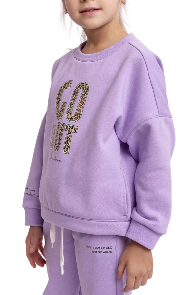 Свитшот с принтом для девочки / Сиреневый / 110