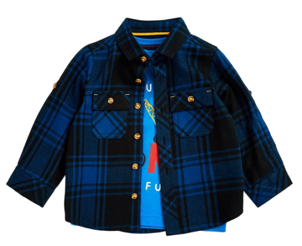 Комплект: футболка и рубашка для мальчика / Синий / 110