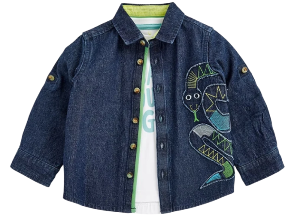 Комплект: футболка и рубашка для мальчика / Синий / 110