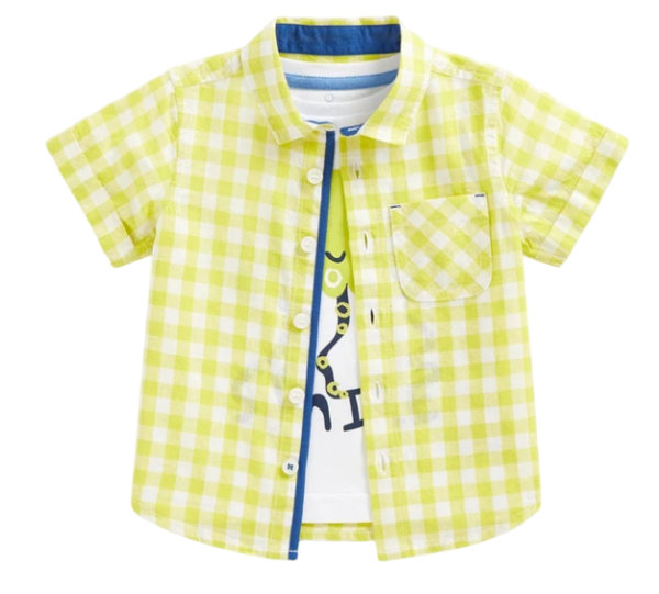 Комплект: футболка и рубашка для мальчика / Зеленый / 110