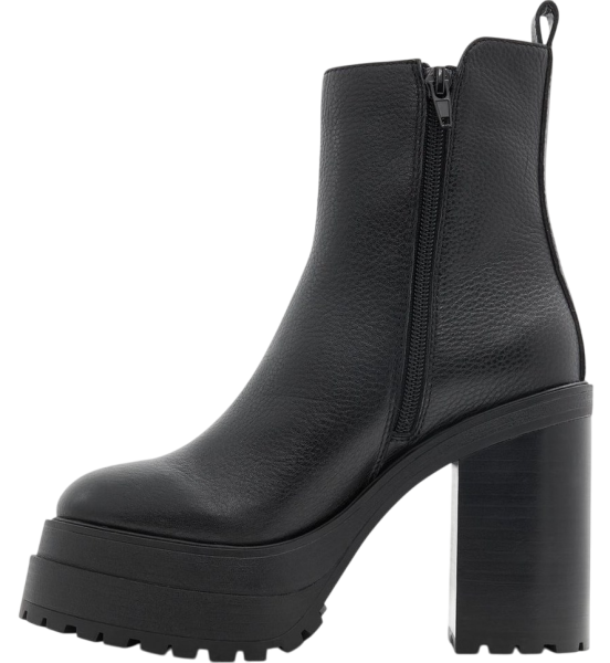Ботильоны кожаные женские / Черный / 40