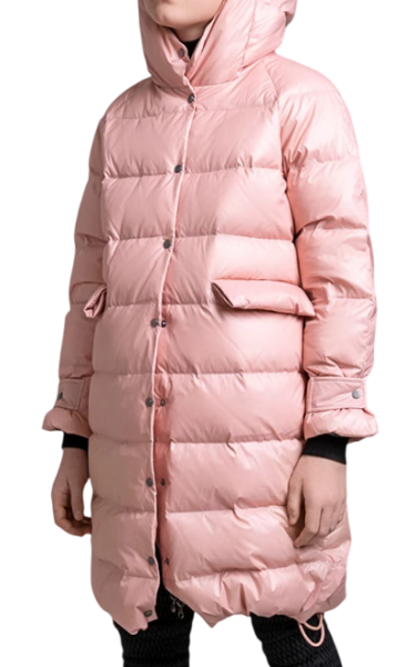 Пуховик с капюшоном для девочки / Розовый / 122