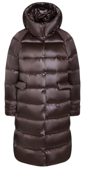 Пуховик с капюшоном для девочки / Коричневый / 134