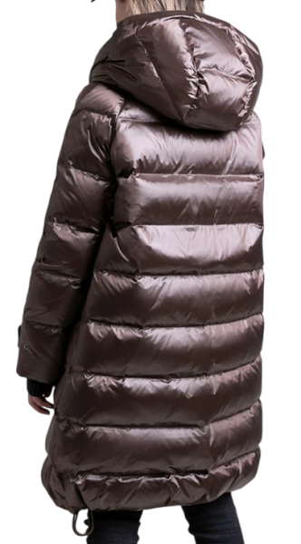 Пуховик с капюшоном для девочки / Коричневый / 134