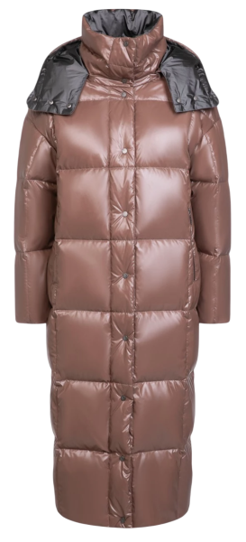 Пуховик удлиненный для девочки / Коричневый / 146