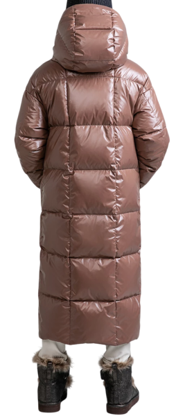 Пуховик удлиненный для девочки / Коричневый / 146