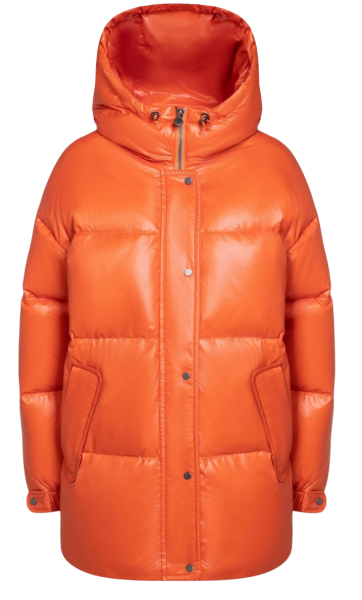 Пуховик с капюшоном для девочки / Оранжевый / 140