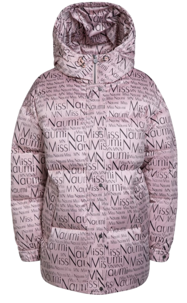 Пуховик с принтом для девочки / Розовый / 140