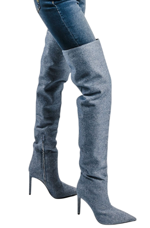 Сапоги на каблуке женские / Серый / 39