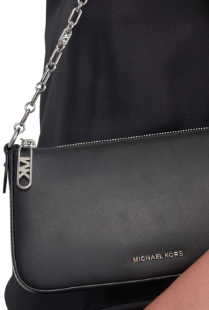 Сумка кожаная с фирменным логотипом  / Черный / S