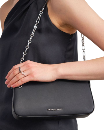 Сумка кожаная с фирменным логотипом  / Черный / S