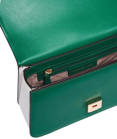 Сумка кожаная с фирменным логотипом  / Зеленый / S