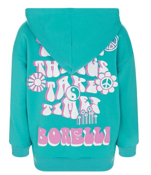 Худи с принтом для девочки / Зеленый / 140