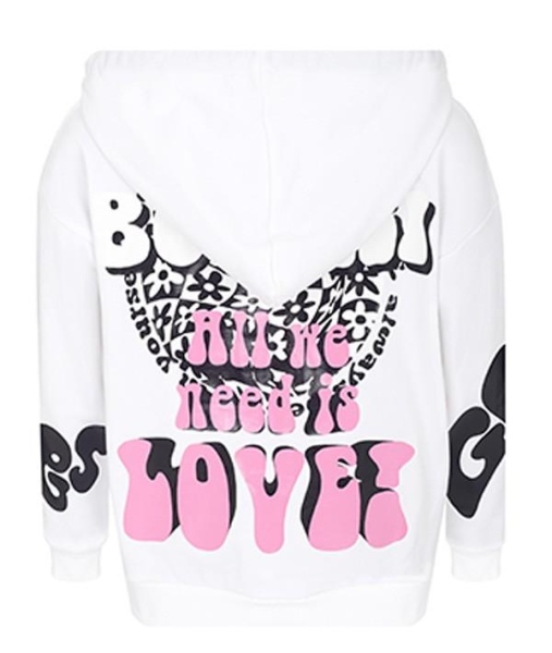 Толстовка с принтом для девочки / Белый / 128