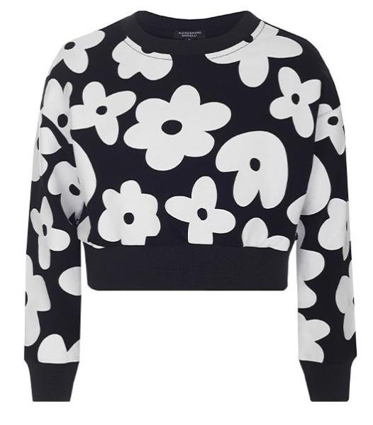 Свитшот с принтом для девочки / Черный / 170