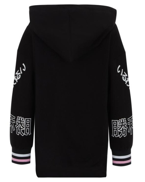 Худи с принтом для девочки / Черный / 170