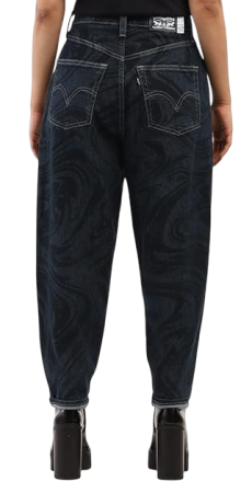 Джинсы с принтом женские / Тёмно-синий / 44