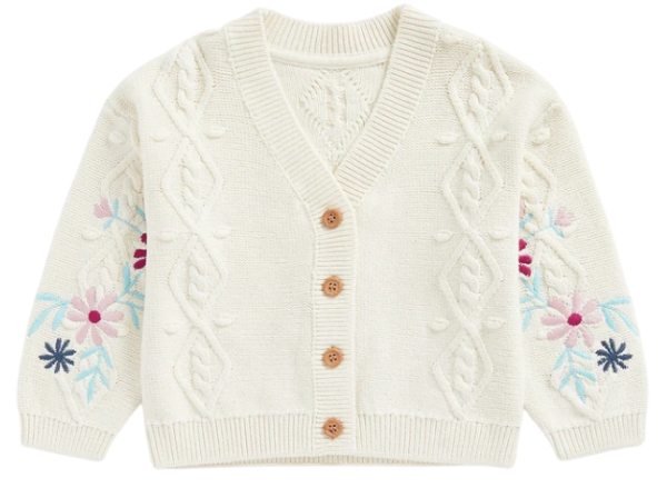 Кардиган на пуговицах для девочки / Белый / 110 Кардиган на пуговицах для девочки / Белый / 110
