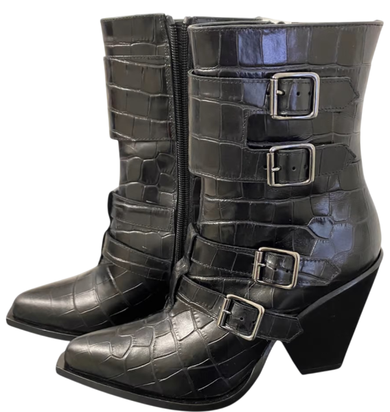 Полусапоги из кожи женские / Черный / 36