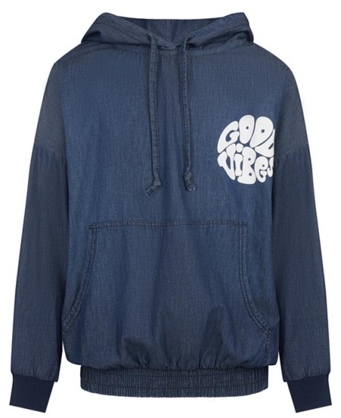 Худи с принтом для девочки / Синий / 146 Худи с принтом для девочки / Синий / 146