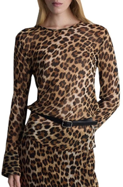 Блузка с принтом женская / Коричневый / 46